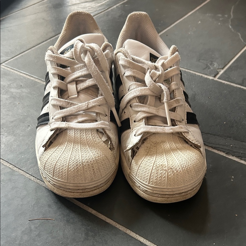 Adidas Classic White Sneakers with Black Stripes